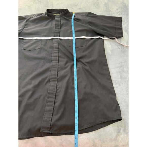 R.J. Toomey Co Black Mandarin Collar Chest Pocket Short Sleeve Buttonup Shirt 17 - Picture 8 of 9